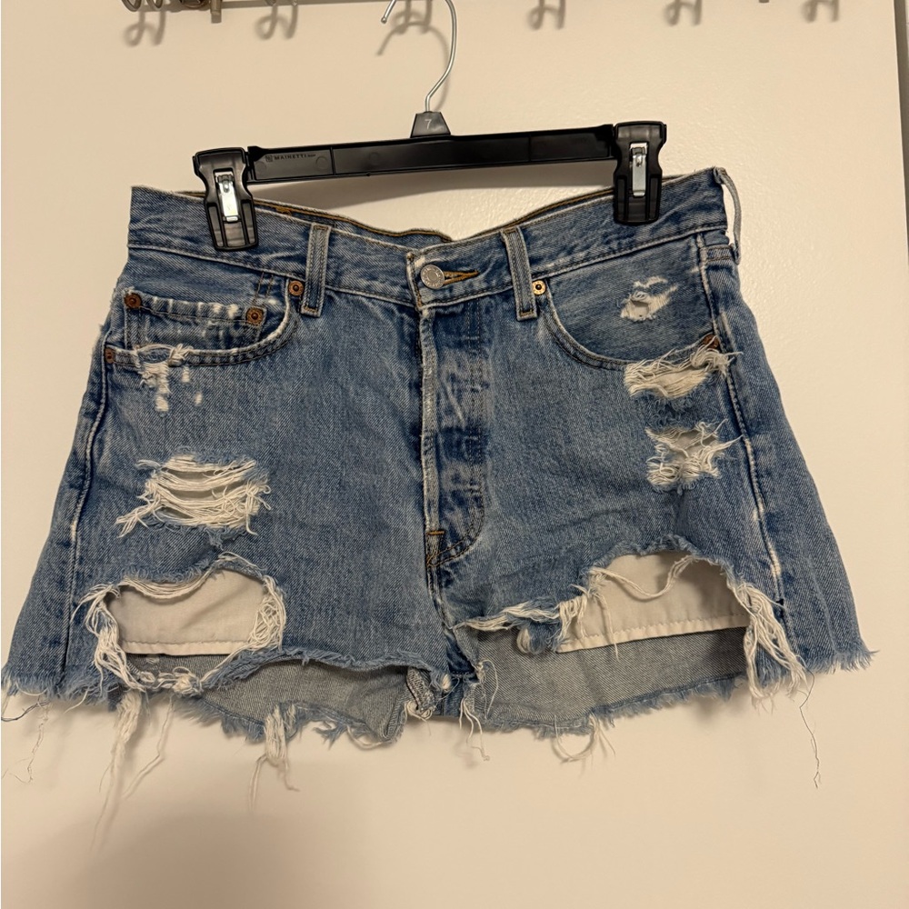 Signature by Levi Strauss Ripped Blue Jean Shorts